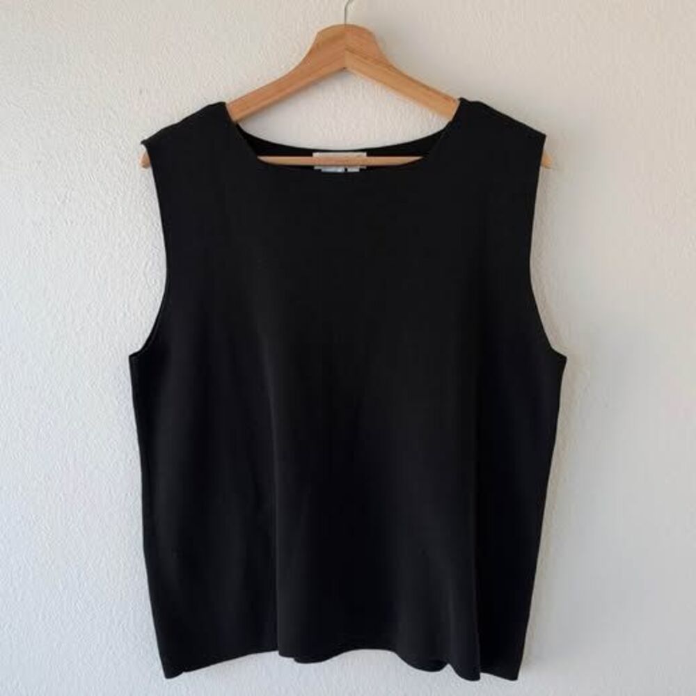 Silk Cotton Knit Sleeveless Shell Tank Top Boat Neck Coldwater Creek Womenโs XL